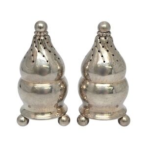 Georg Jensen Denmark Sterling Silver Salt and Pepper Shakers 410 w/Mono #21184